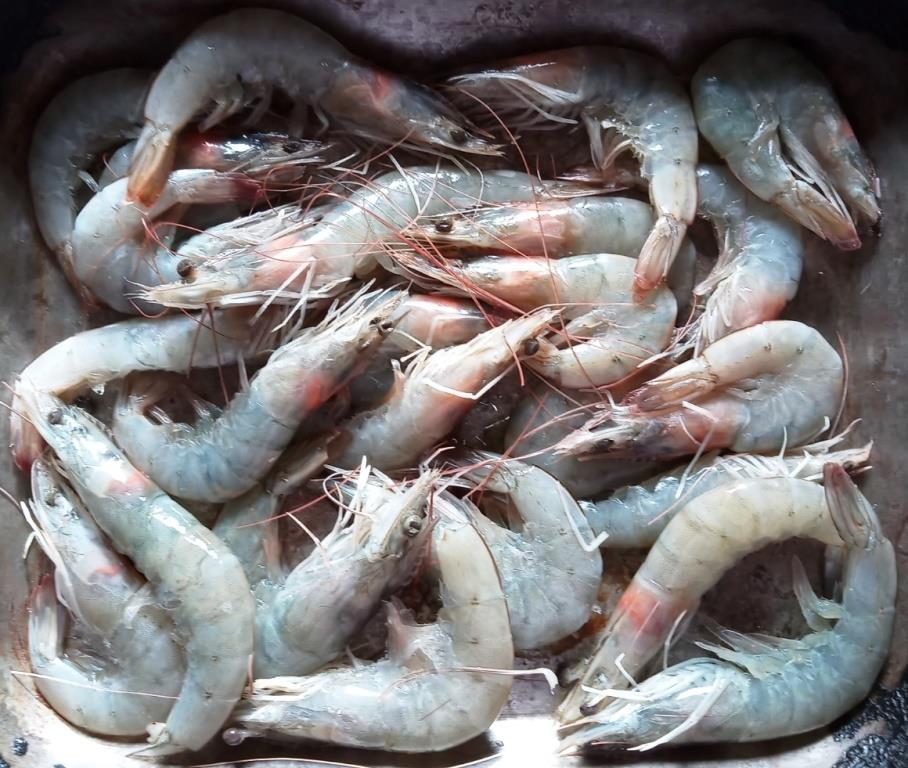 Shell-on prawns from Five Valleys fishmonger